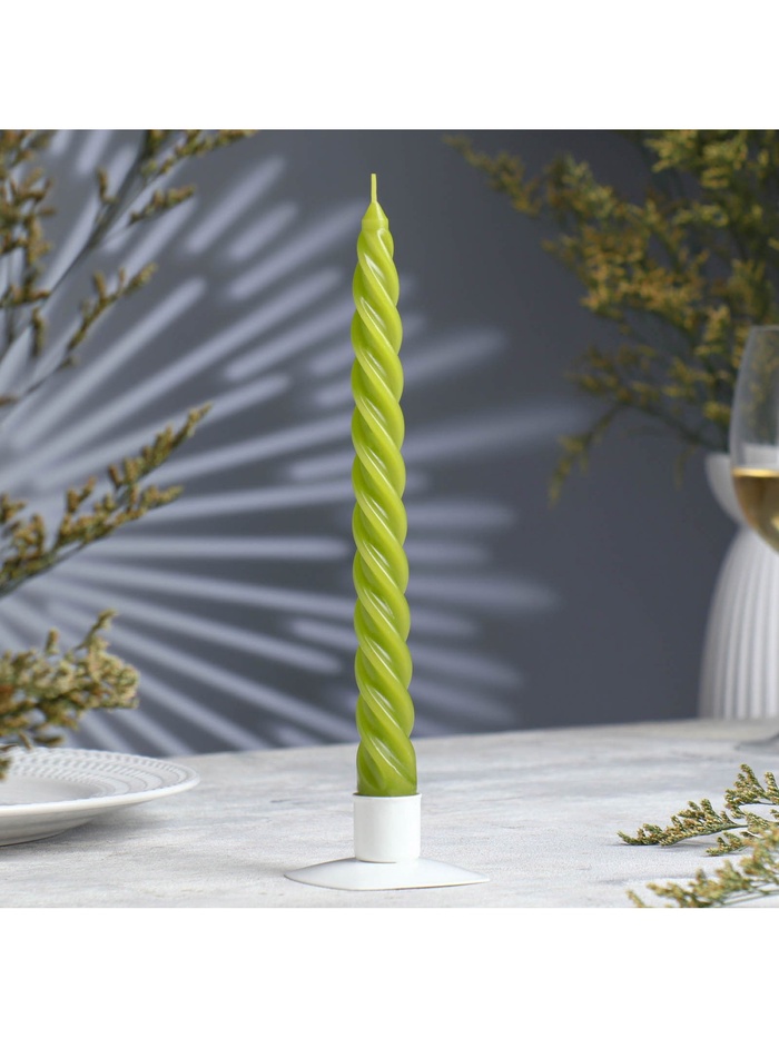 Свеча витая, 2.3×24.5 см, 5 ч, 50 г, оливковая