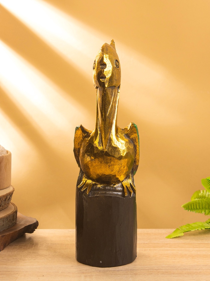 Сувенир интерьерный «Пеликан», 10×10×33 см, дерево, золото