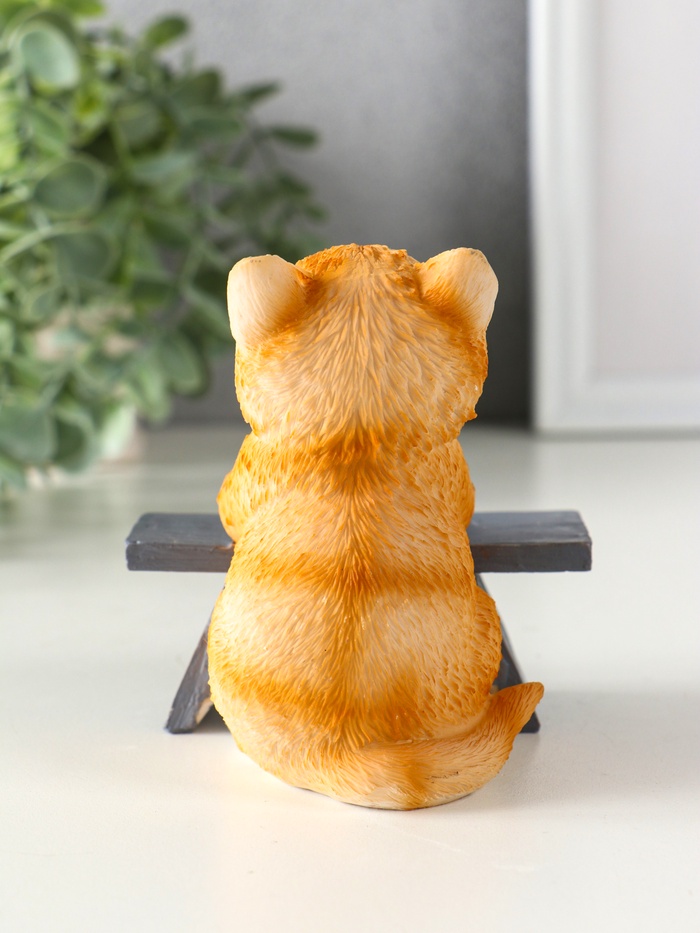 Фигурка полистоун «Котик с книгой за партой», рыжий, 9×8.5×9.5 см