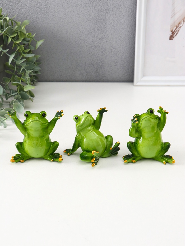 Фигурка полистоун лак «Лягуха - приветствие», 8×6×8 см, МИКС