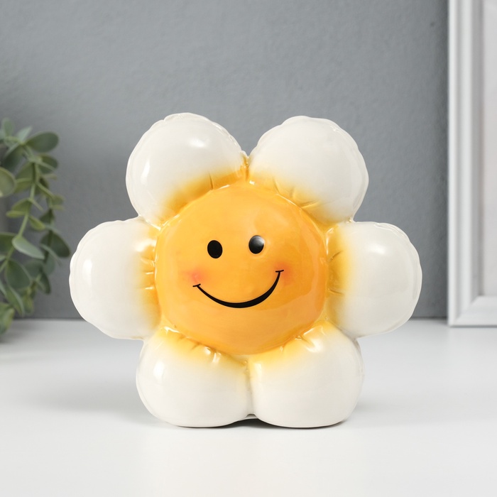 Копилка для денег «Ромашка-шарик», керамика, 7×16.4×14.5 см