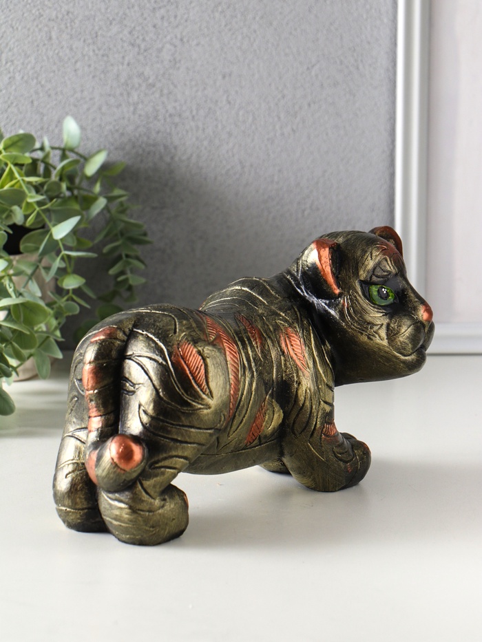 Копилка для денег «Тигр», гипс, 14×12.5×24 см, золотой