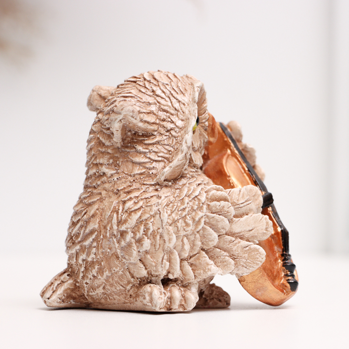 Фигура гипс «Сова-скрипач», коричневая, 8×6×6 см