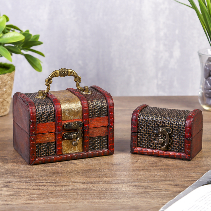 Набор шкатулок для украшений «Сундучок. Песочные часы», дерево, 2 шт.