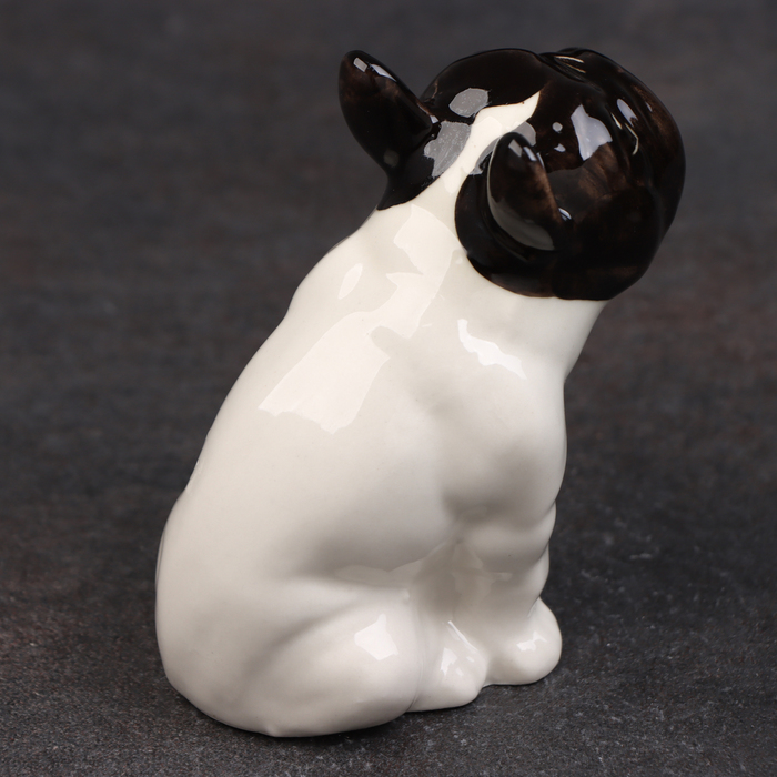 Фигурка фарфоровая «Французский Бульдог», бело-чёрный, 8 см, авторская роспись