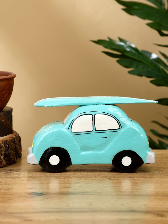 Сувенир «Машинка с серфом», 17×6×9 см, дерево, бирюзовый