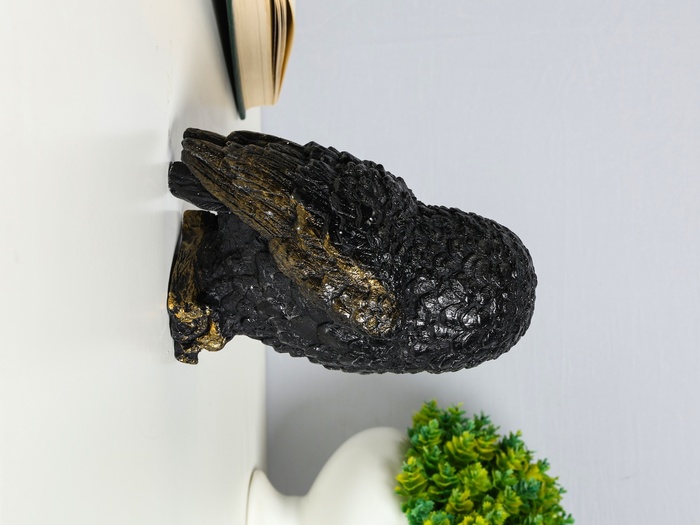 Фигурка гипс «Сова на пеньке», 14×9×10 см, чёрная