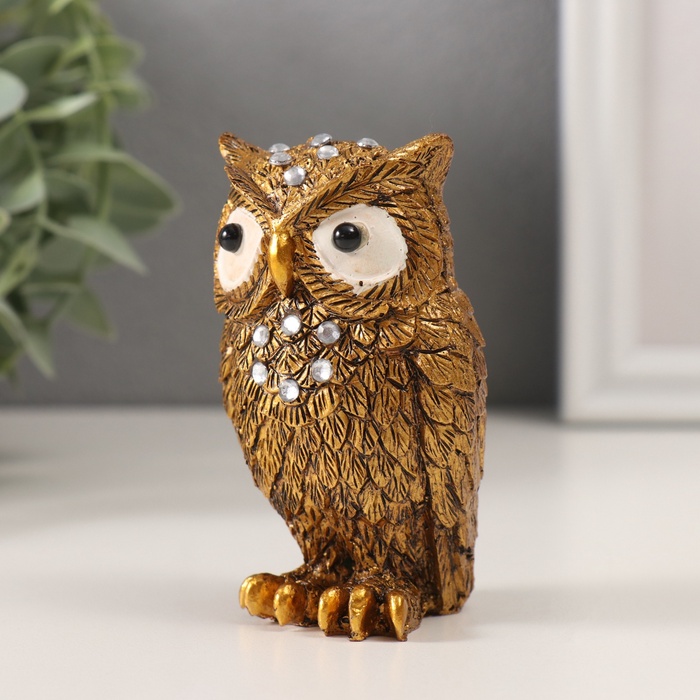 Фигурка полистоун «Филин кофейный», стразы, 8.5×5.3×4.3 см