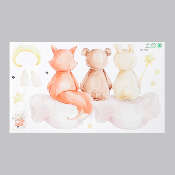 Наклейка интерьерная цветная «Хвостики на облачке», 35×60 см