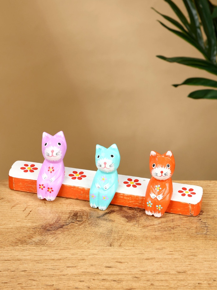 Сувенир «Котики на скамейке», 18×4×7 см, дерево
