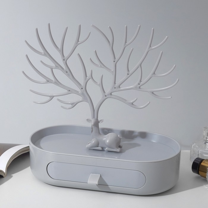 Подставка универсальная «Олень», овальная подставка, 26×25 см, серая