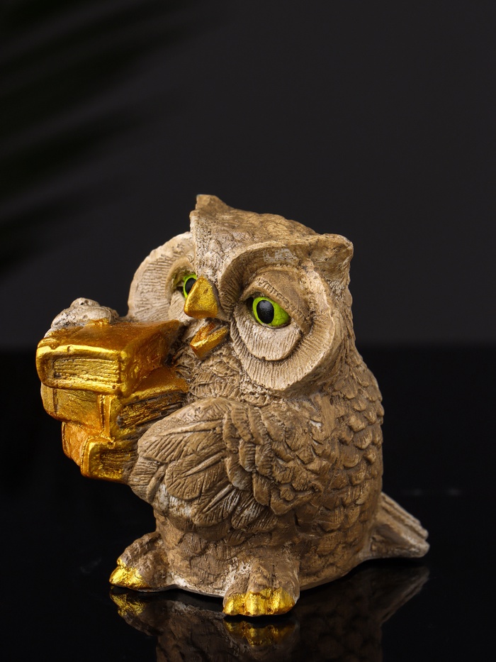 Фигурка гипс «Сова ученая», 8×9×7 см, бежевый