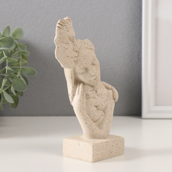 Бюст фигурка полистоун «Родители с малышом», белый в крапинку, 10×5×15.5 см