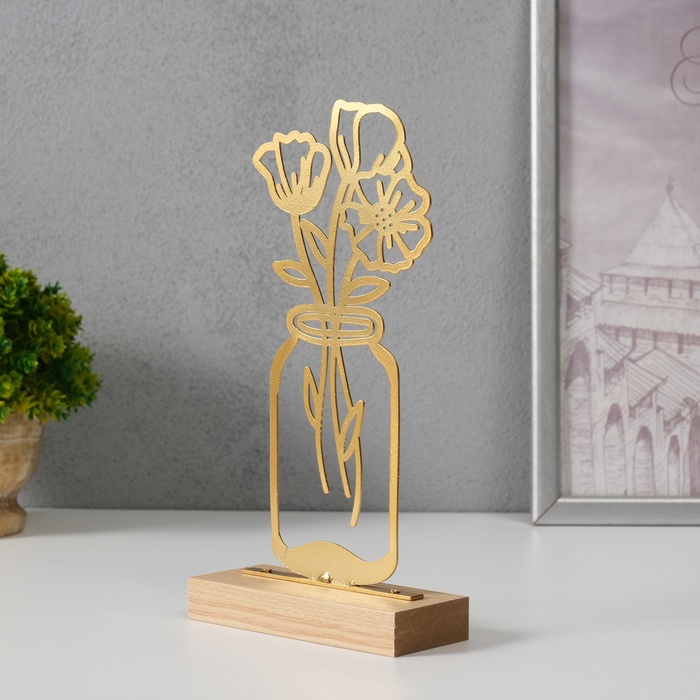 Фигурка металл «Лютики в банке» золото 5×11.5×22 см