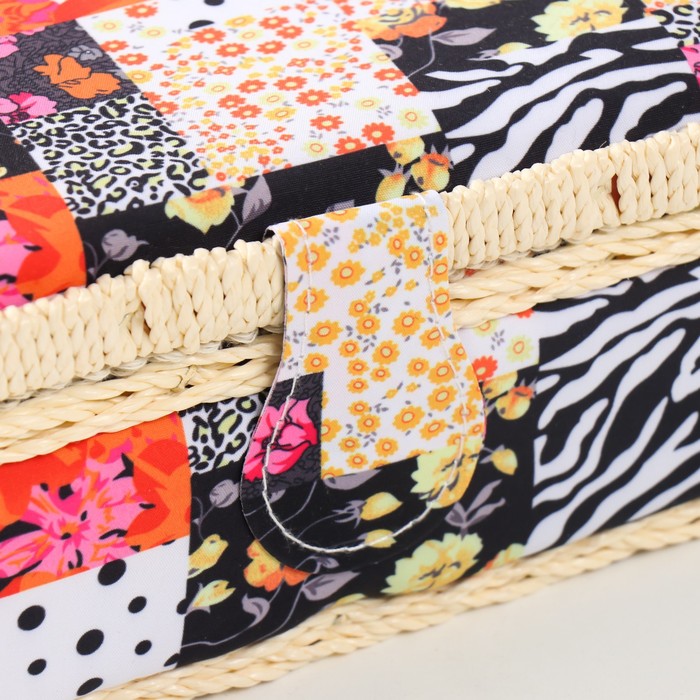 Шкатулка для рукоделия и шитья «Пэчворк. Цветы, горох и зебра», хранение ниток, иголок, мелочи, 18×12×9.5 см