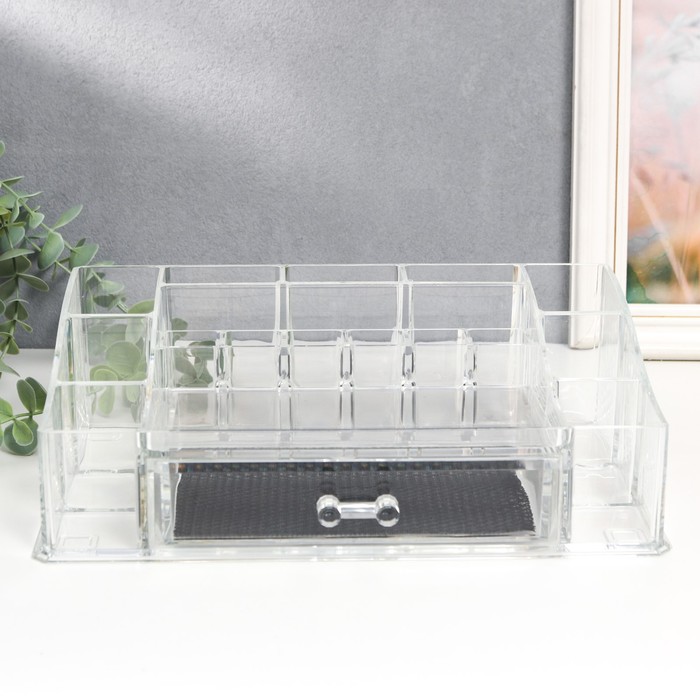 Шкатулка - органайзер для украшений, косметики, 1 ящик, прозрачная, 9.5×17.5×27.5 см