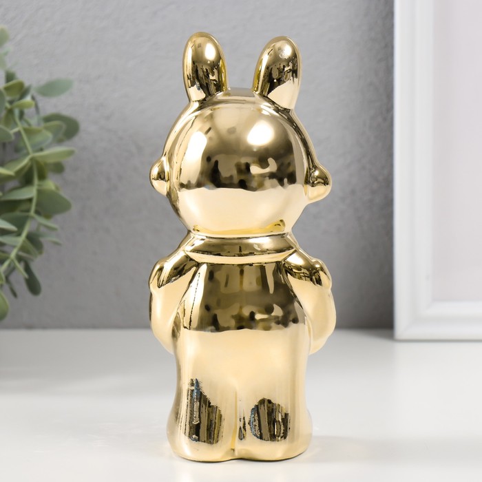 Фигурка керамика «Зайка-космонавт», золото, 8×6×17 см