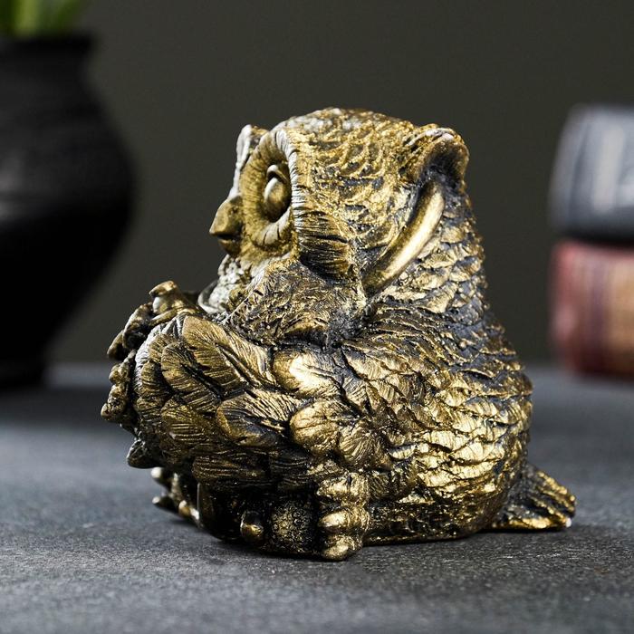 Фигурка гипс «Сова с совенком», под латунь, 10×10×10 см