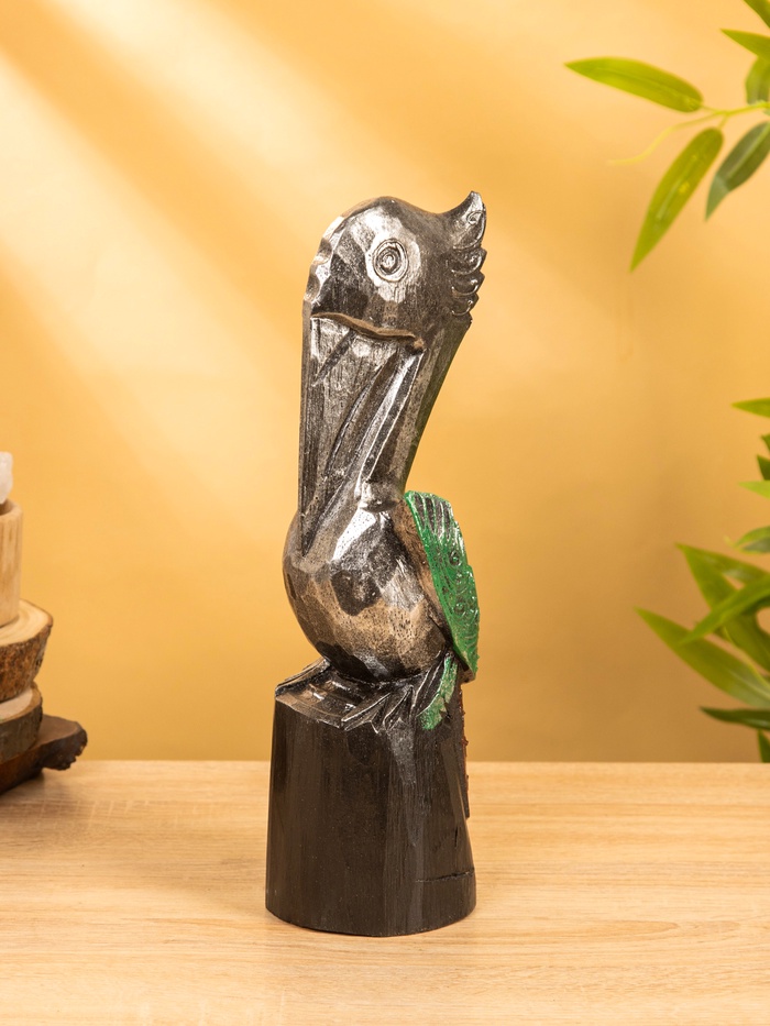 Сувенир интерьерный «Пеликан», 10×10×33 см, дерево, серебристый