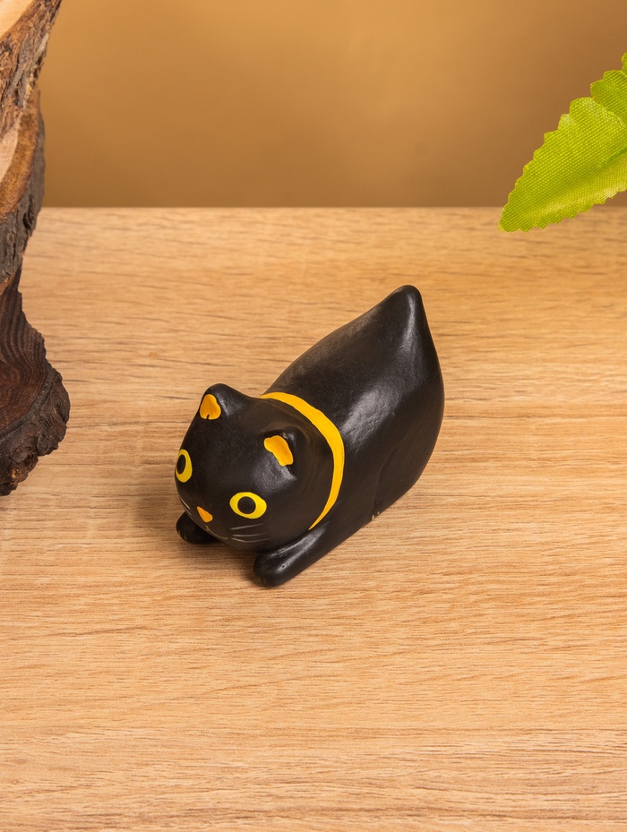 Сувенир «Чёрный кот охотник», 6×3×4 см, дерево