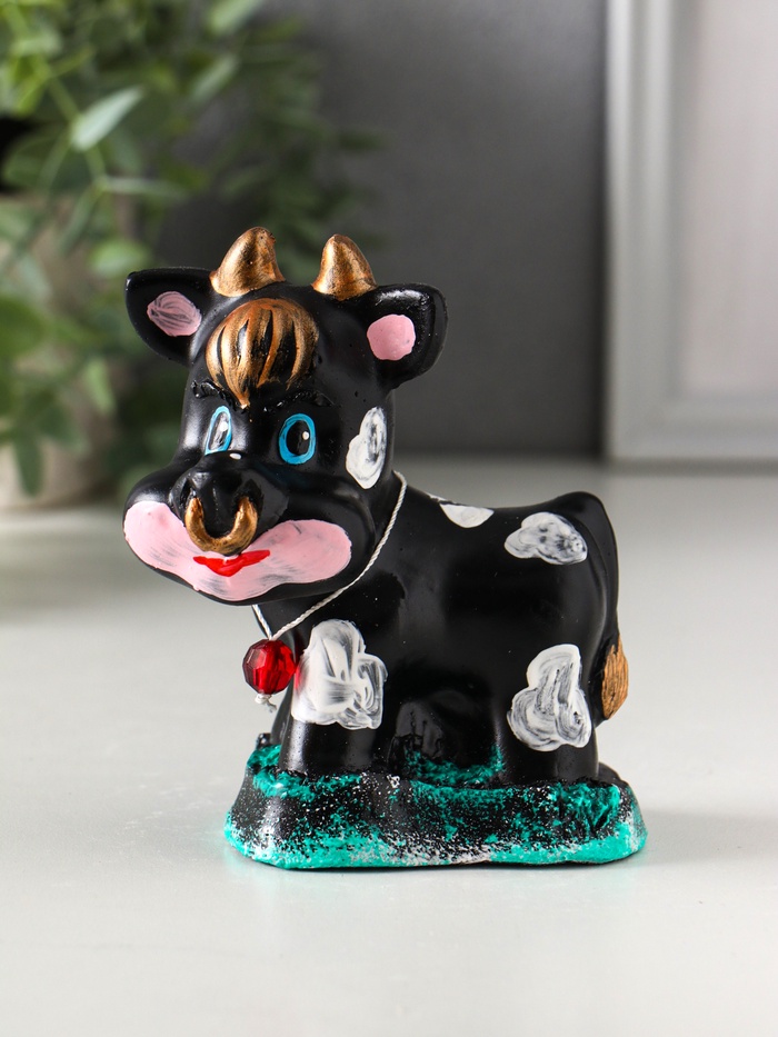 Копилка для денег «Бычок», гипс, 11.5×10×6.5 см, чёрный