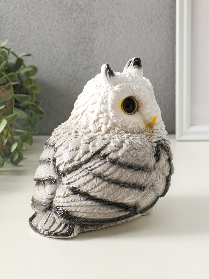 Копилка для денег «Сова», гипс, 15 см, белый