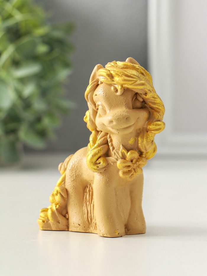 Фигурка полистоун «Лошадь стоящая», 10×8×4 см, бежевый