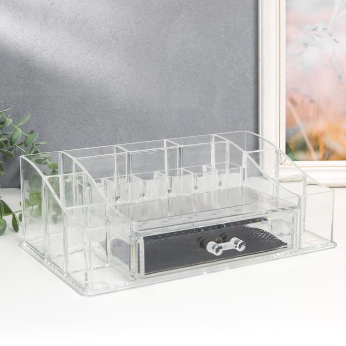 Шкатулка - органайзер для украшений, косметики, 1 ящик, прозрачная, 9.5×17.5×27.5 см