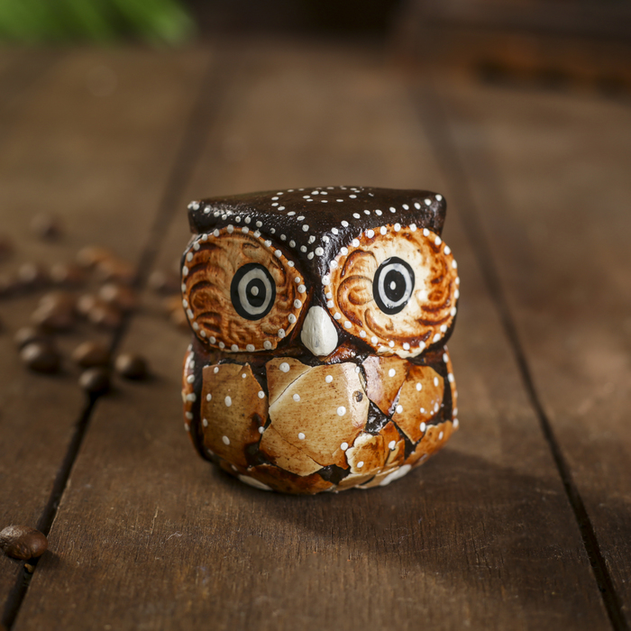 Сувенирный набор «Совы с листьями», 3 шт., 6×14×7 см, дерево