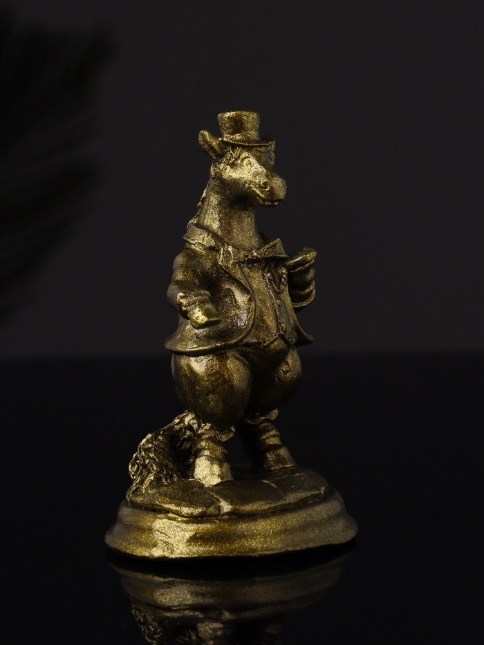 Фигурка гипс «Конь на пьедестале», 9.5 см, латунь