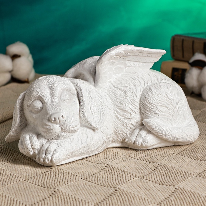 Копилка для денег «Пёсик-ангел», гипс, 21×12 см, белый