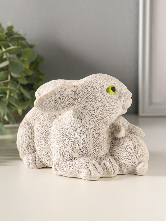Фигурка гипс «Кролики пасхальные», 10×10×18 см, серый