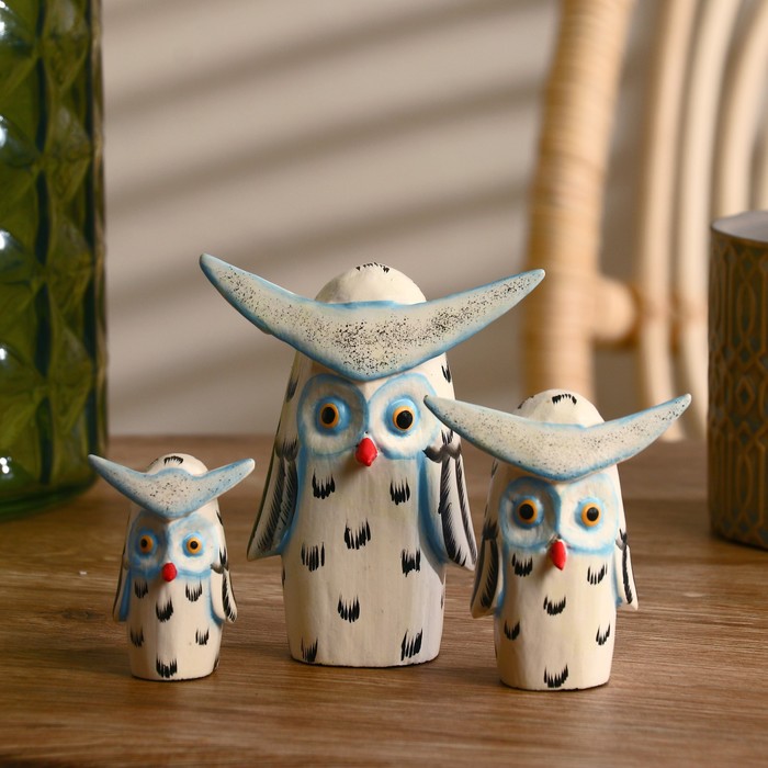 Сувенир «Совушки», набор 3 шт., 11 см, 9 см, 7 см