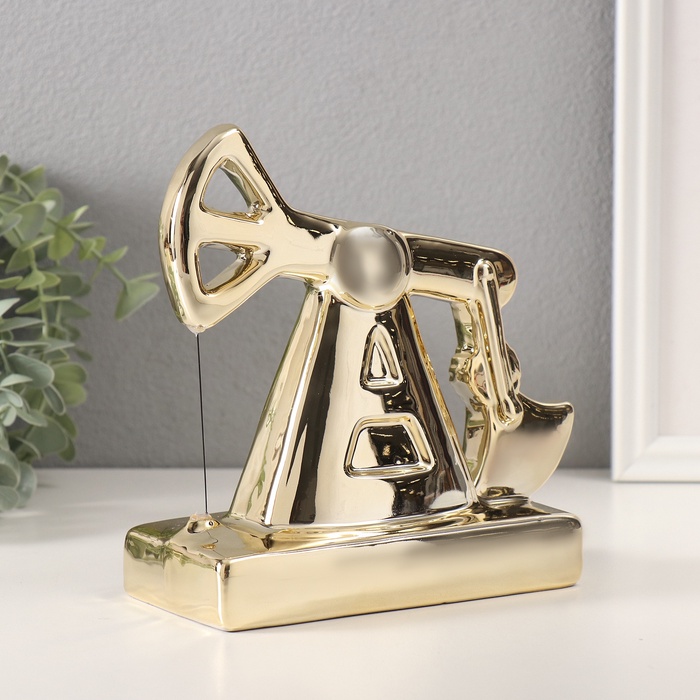 УЦЕНКА Копилка для денег «Нефтяная вышка», керамика, 8×17×16.9 см