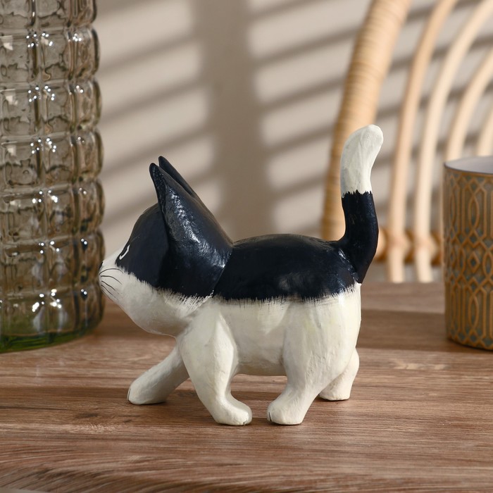 Сувенир «Котик», 7×11×12 см, дерево, чёрный, белый