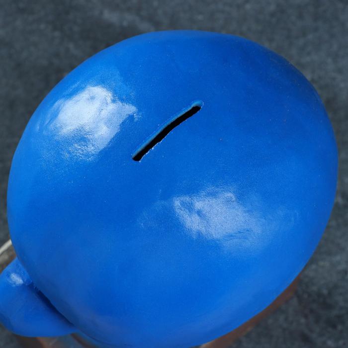 Копилка для денег «Боксерская перчатка», гипс, синяя-золото, 12×14×24.5 см