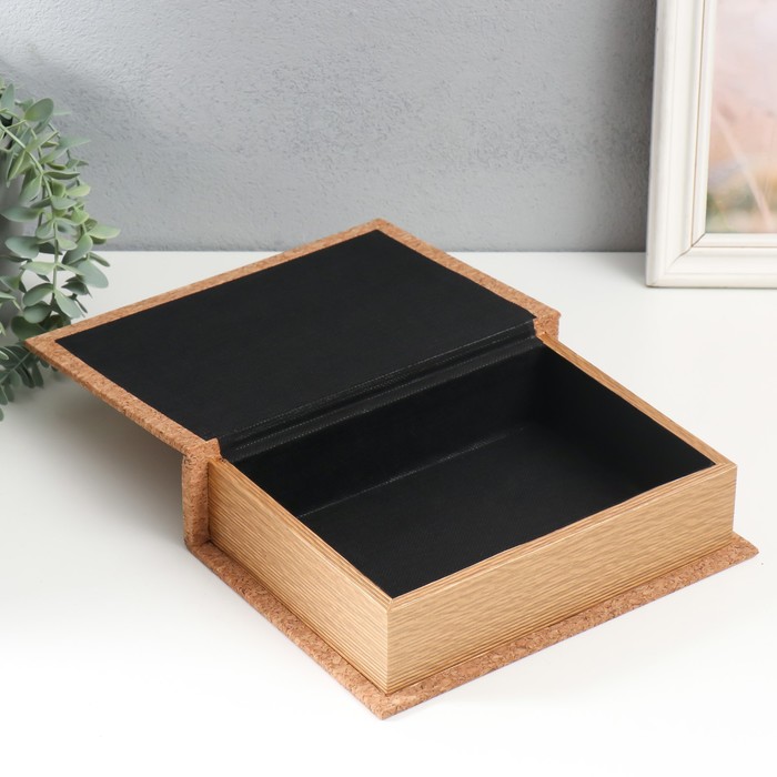 Шкатулка - книга «Якорь», дерево и искусственная кожа под пробку, 6×18×24 см