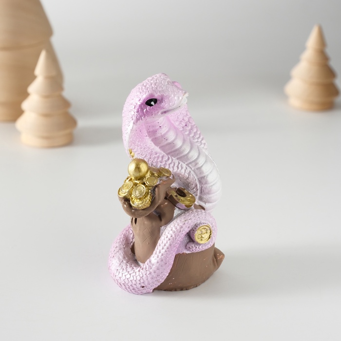 Фигурка полистоун «Сиреневая кобра с мешком монет», 4×4×8 см