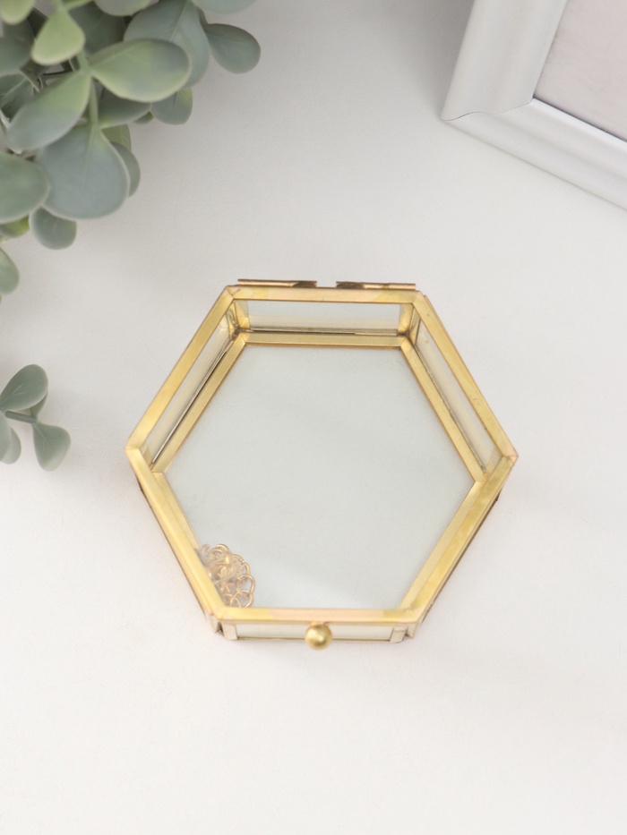 Шкатулка для украшений (колец, колье, серёг) «Шестиугольник», стекло, 8×7×4 см