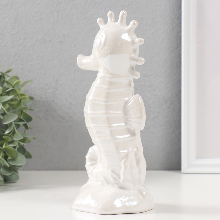 Копилка для денег «Морской конёк», керамика, перламутр, 9.5×8.2×21 см