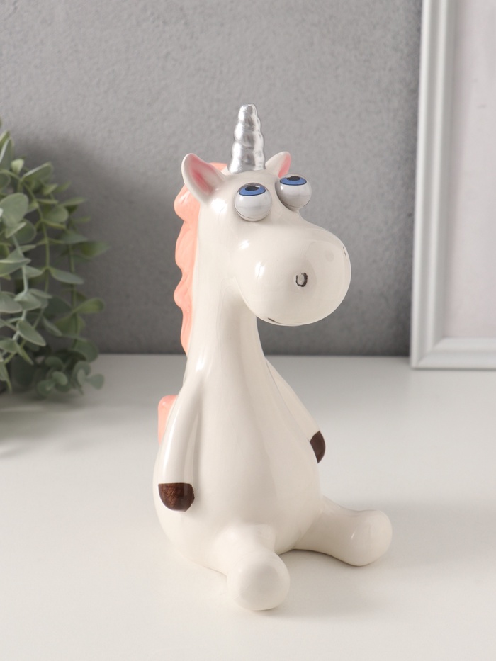 Копилка для денег «Единорожек-пучеглаз», керамика, 9×10.9×20.3 см