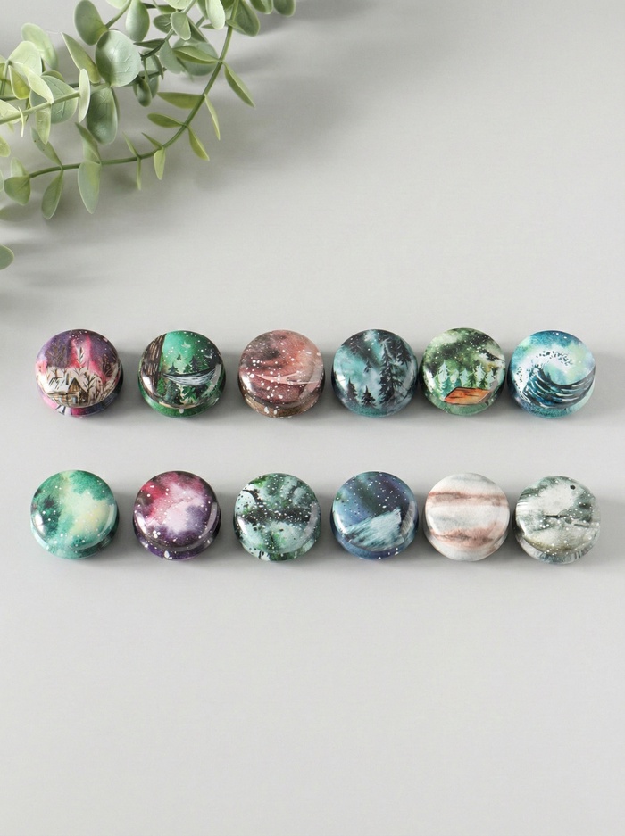 Набор шкатулок для украшений «Стихии», 12 шт., мини, металл, круглая, 4×4×2 см