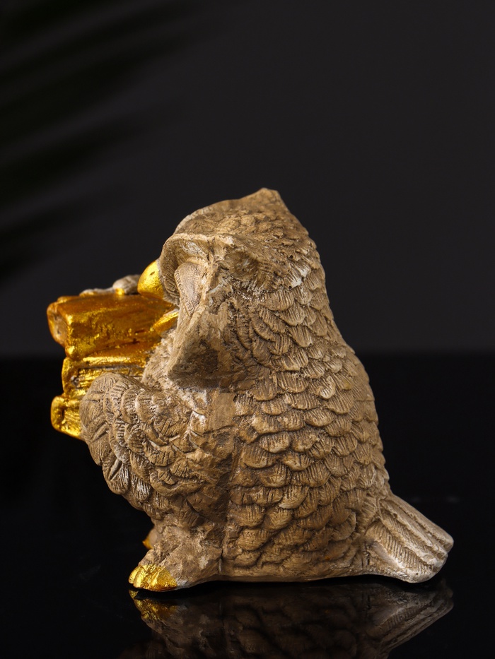 Фигурка гипс «Сова ученая», 8×9×7 см, бежевый