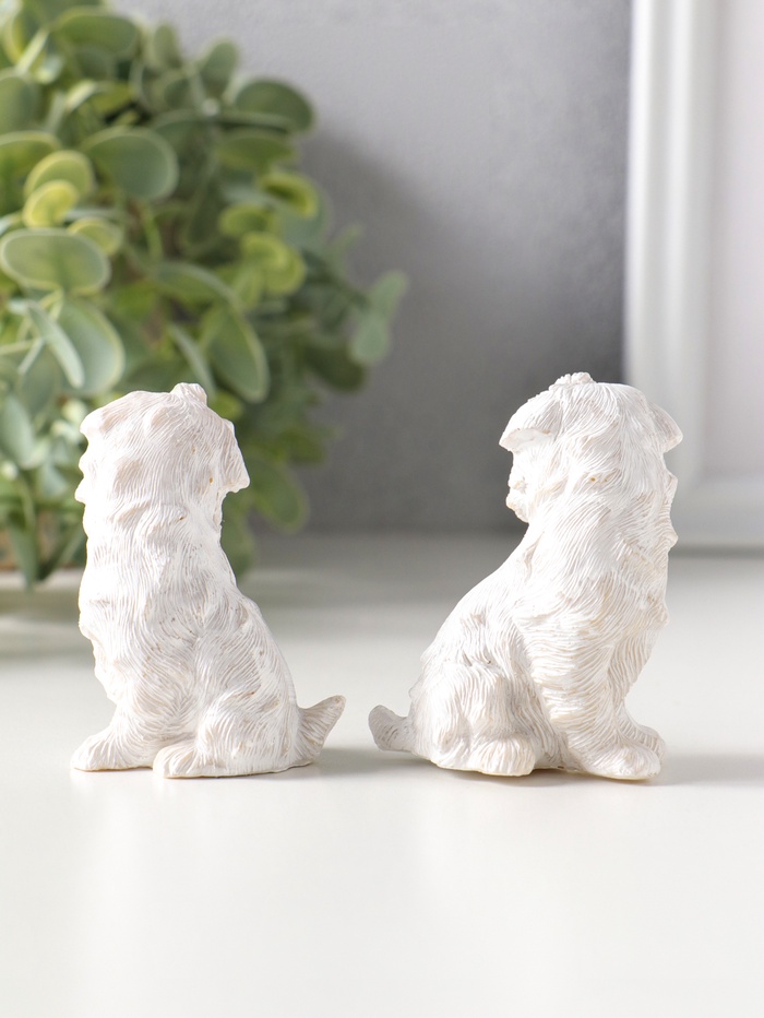 Набор фигурок 2 шт. полистоун «Белые терьеры с бантиками», 3.7×5.2×6.2 см