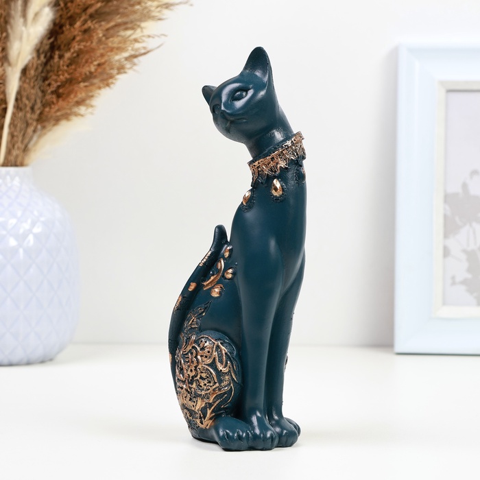 Фигурка полистоун «Кошка», синяя, 20×8 см