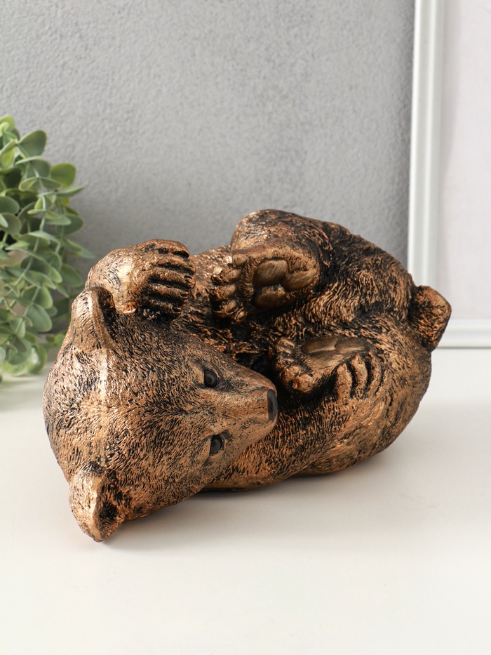 Копилка для денег «Мишка лёжа», гипс, 15×28 см, под бронзу