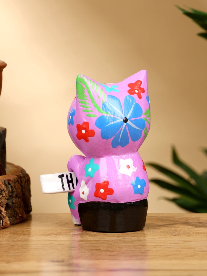 Сувенир «Кот с табличкой WELCOME», 8×5×10 см, дерево, сиреневый