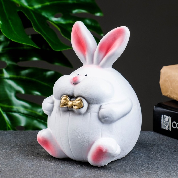 Копилка для денег «Заяц пухлый», гипс, белый, 15 см