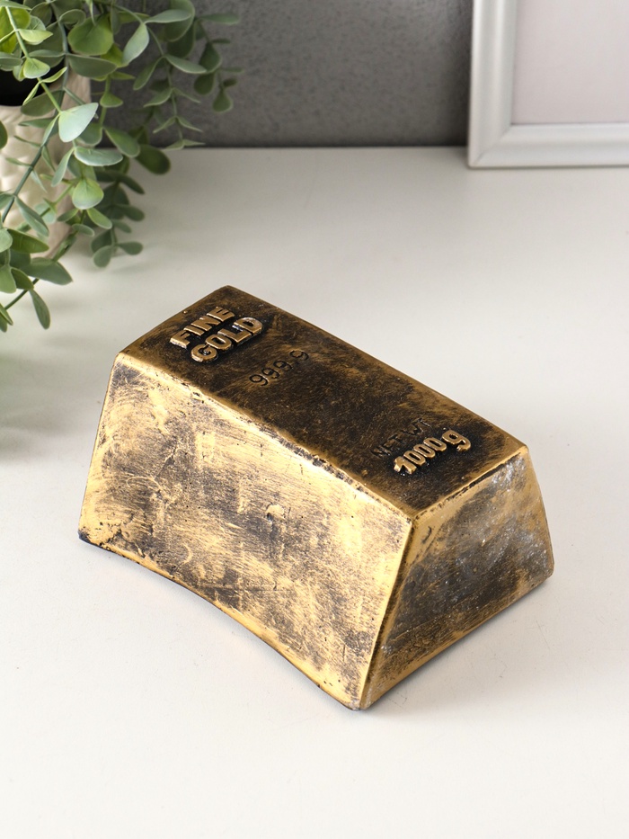 Копилка для денег «Золотой слиток», гипс, 16.5×11.5×8 см