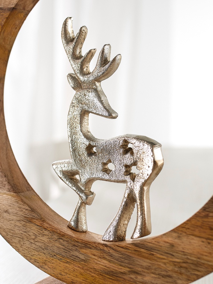 Сувенир интерьерный в деревянном кольце «Оленёнок», 30×8×33 см